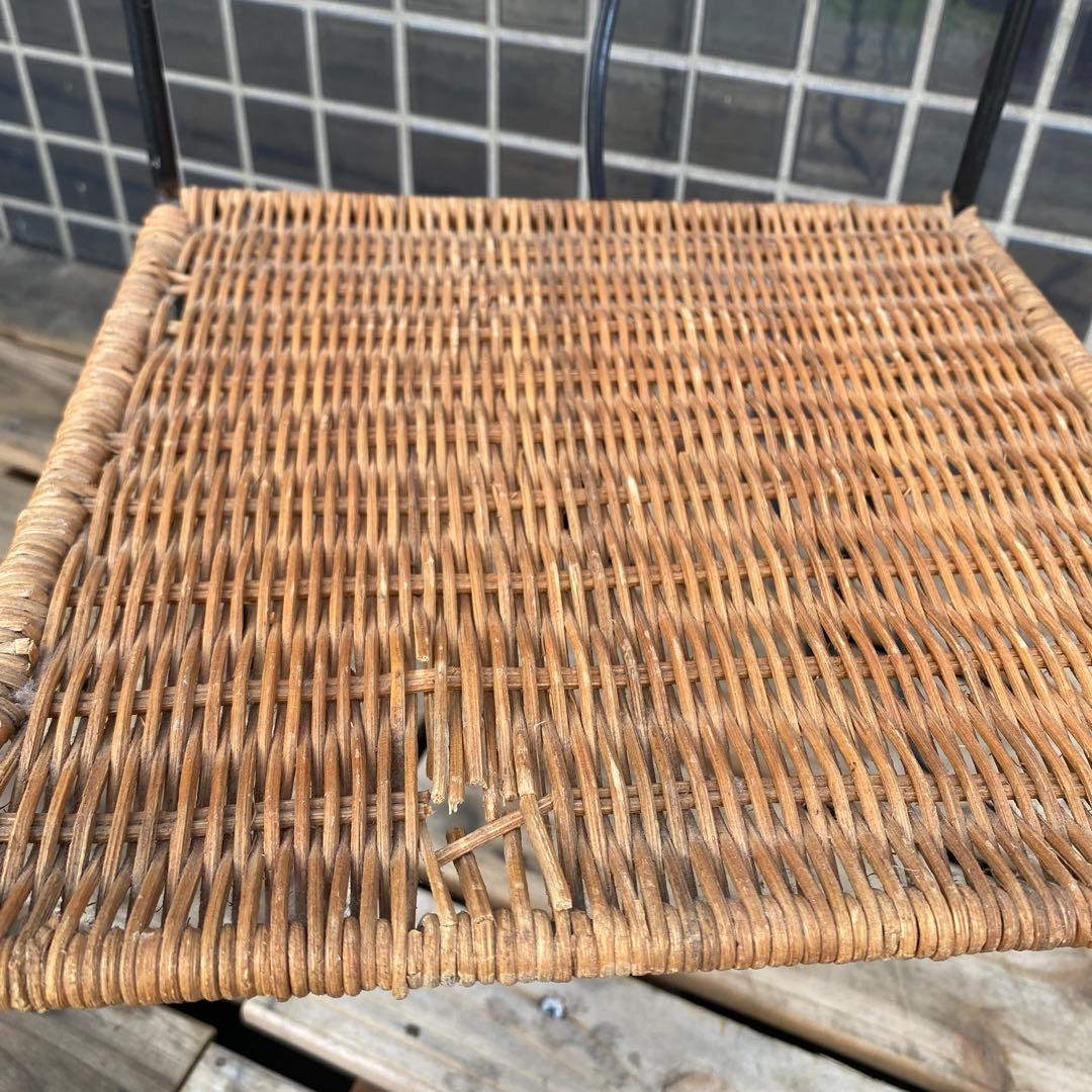 レトロ 籐 二段チェスト フロアスタンド付き インテリア コーナー収納