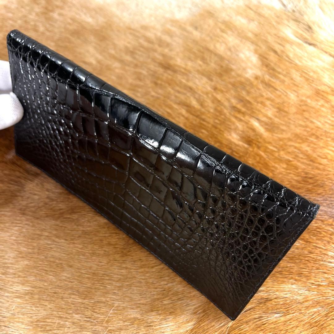 新品同様 定15万 ザリアーニ 最高峰 クロコダイル ポロサス 長財布 札入れ
