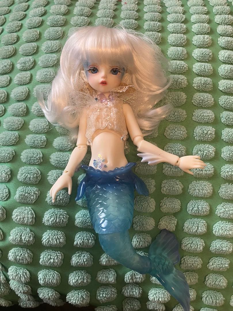 マーメイド 球体関節人形 bjd 人魚 カスタムドール ブルー 童話 フルメイク