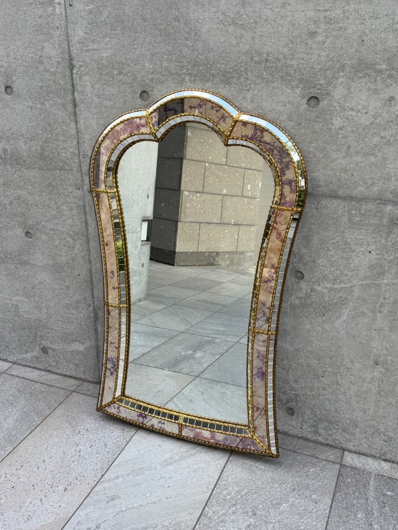 【美品】ミラー 壁掛けミラー イタリア製 ミッドセンチュリー 鏡 ②