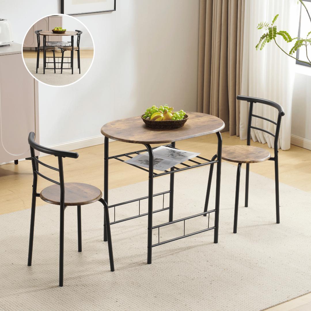 ダイニング 3点 ダイニングテーブル 食卓 チェア2脚 コンパクトBROWN