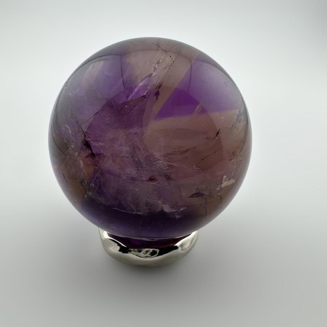 M-6天然アメトリン丸玉　トラピチェアメジストスフィア　虹入り天然石　クリスタル