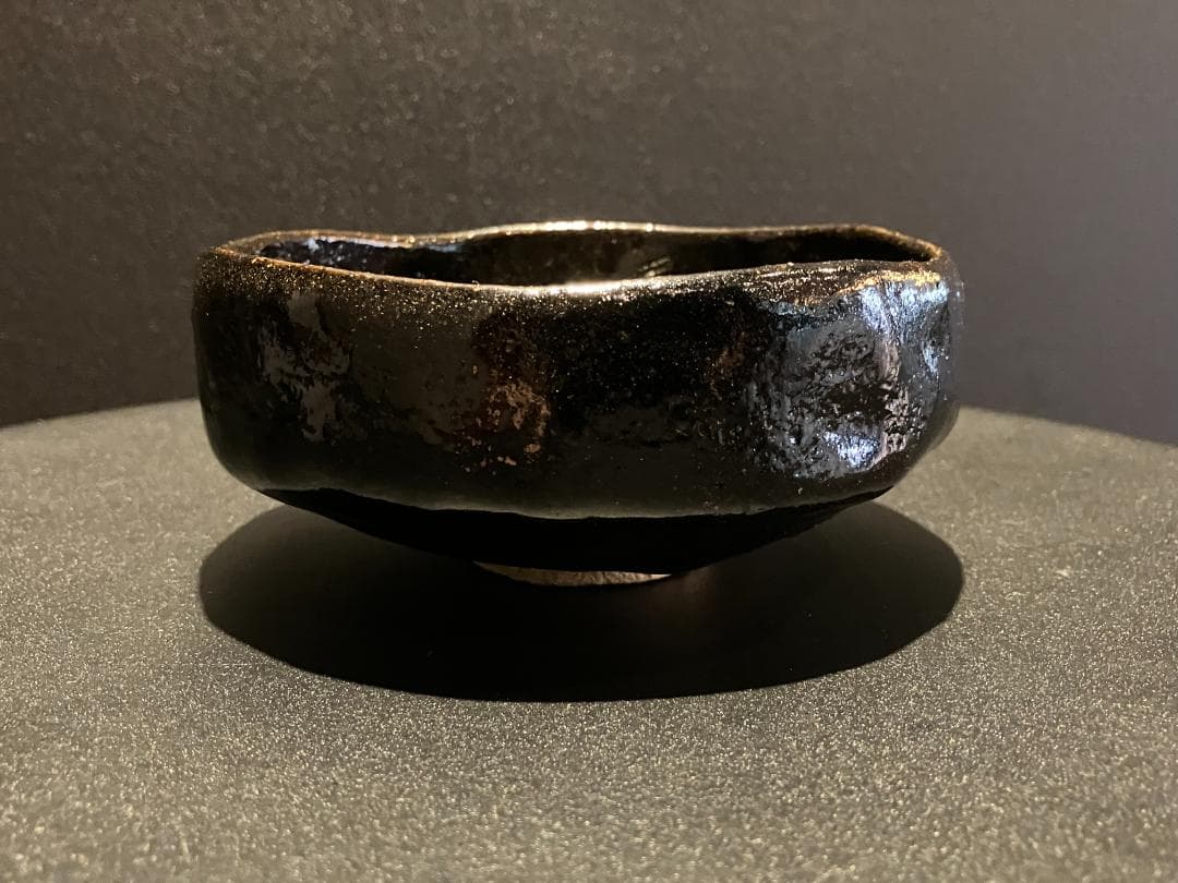 【真作保証】三代 中村道年 作 黒楽茶碗 共箱・黄布付 八事窯 茶道具 抹茶碗