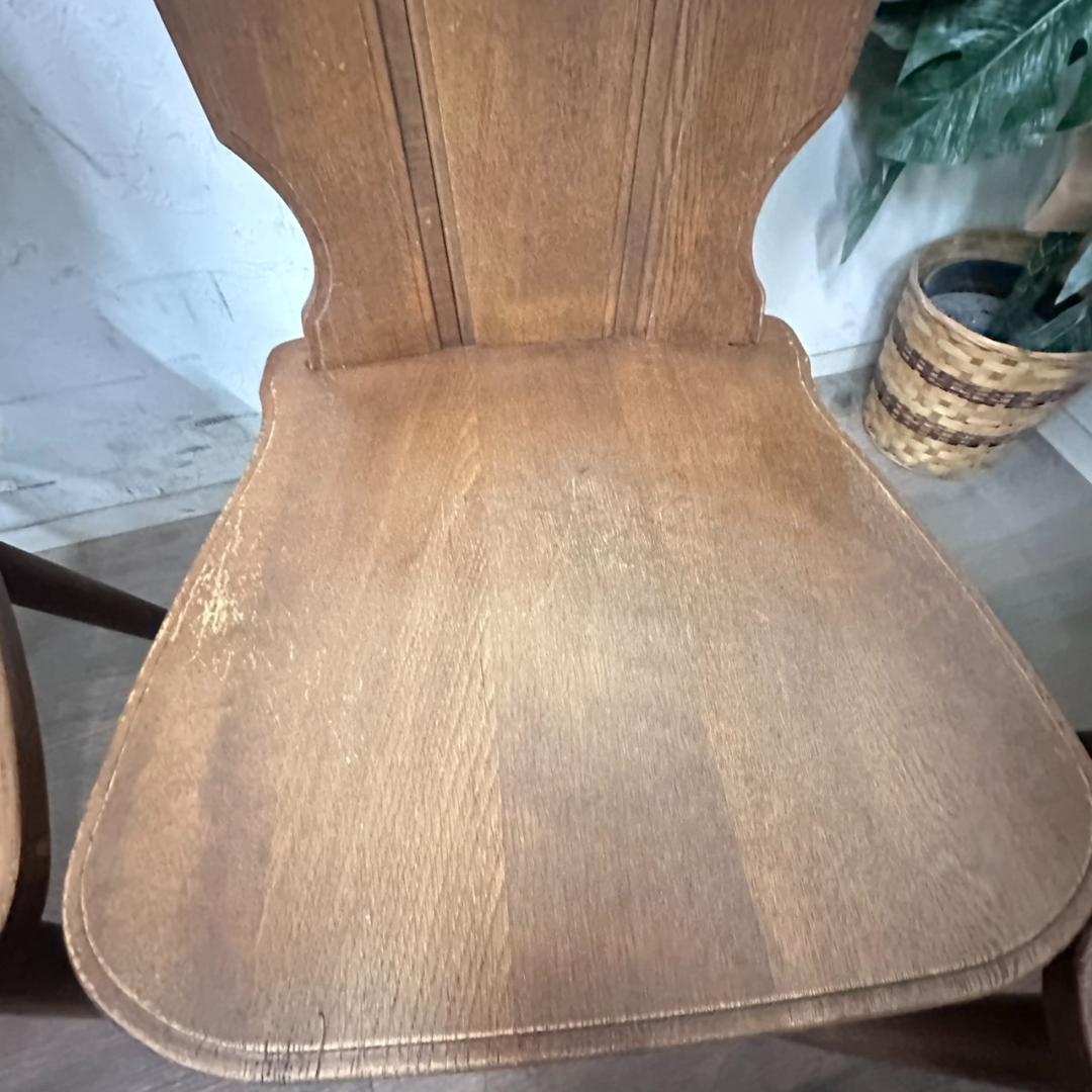 オールドカリモク　ルスティック　ダイニングチェア　紋章　焼印入り　　4脚