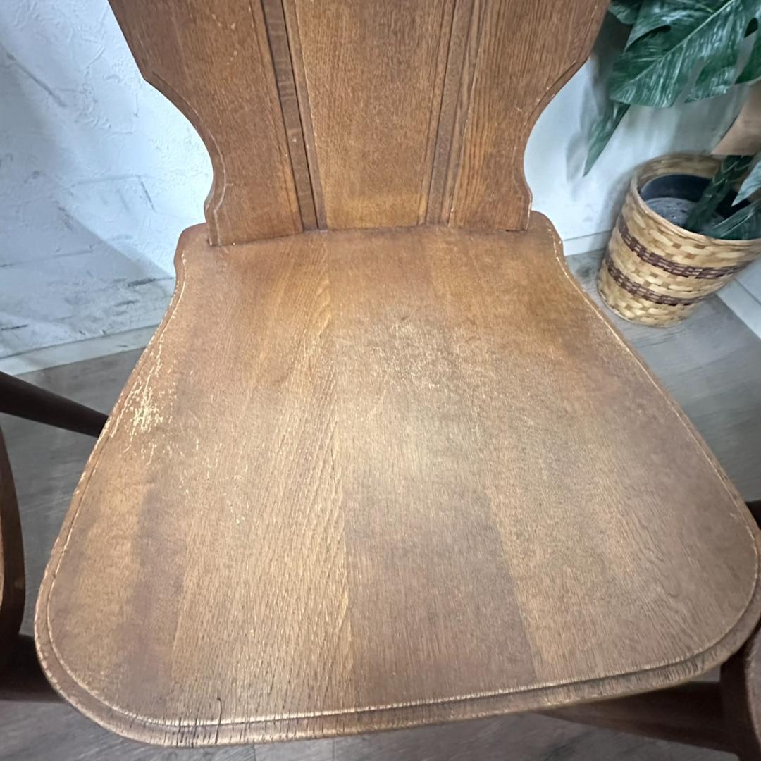 オールドカリモク　ルスティック　ダイニングチェア　紋章　焼印入り　　4脚