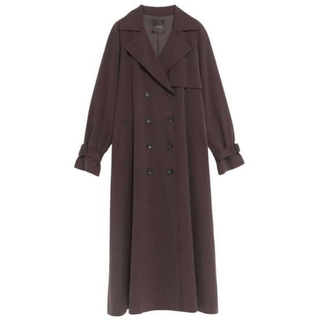 anuans ウールブレンドフレアトレンチコート　ブラウン