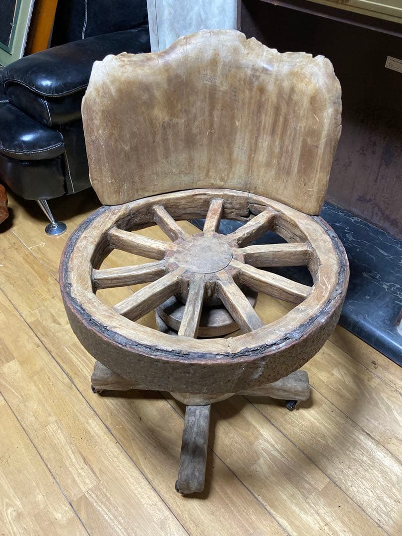 車輪型 椅子 チェア 木製 No.2