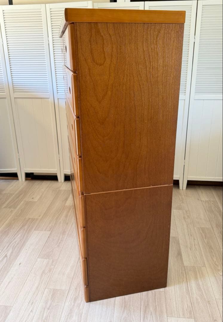 木製ハイチェスト 木目調 7段 引き出し ブラウン