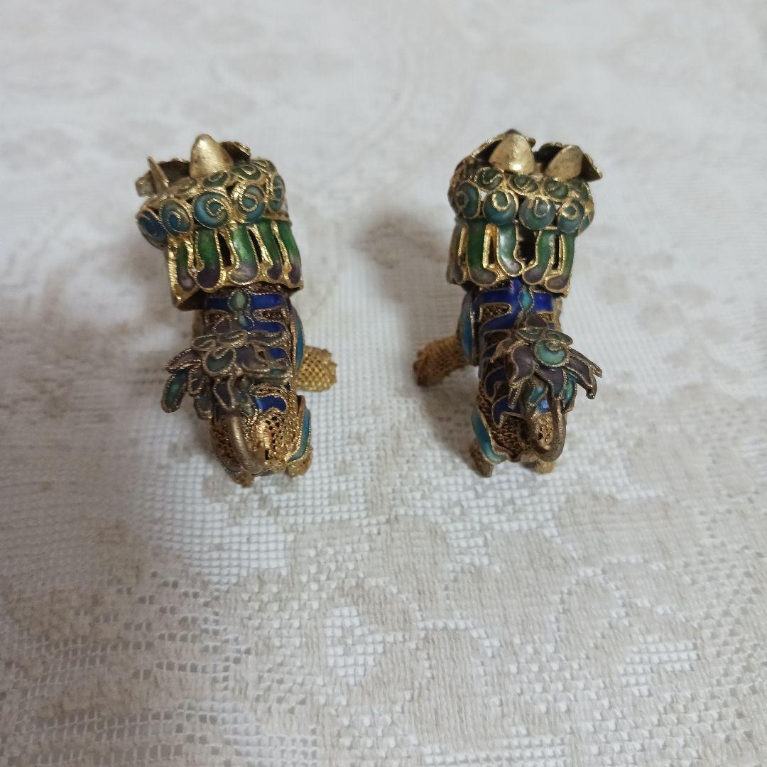 玉乗り獅子 七宝 置物