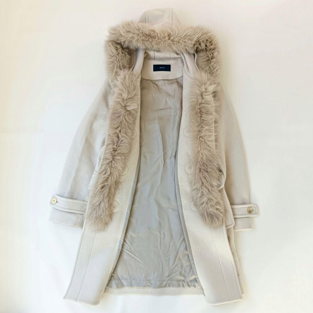 美品✨シップスSHIPS リアルファー2wayロングダッフルコート カシミヤ混
