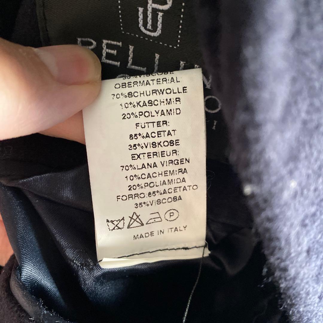 80s90s イタリア製 ウールカシミヤ ステンカラーコート ダークネイビー