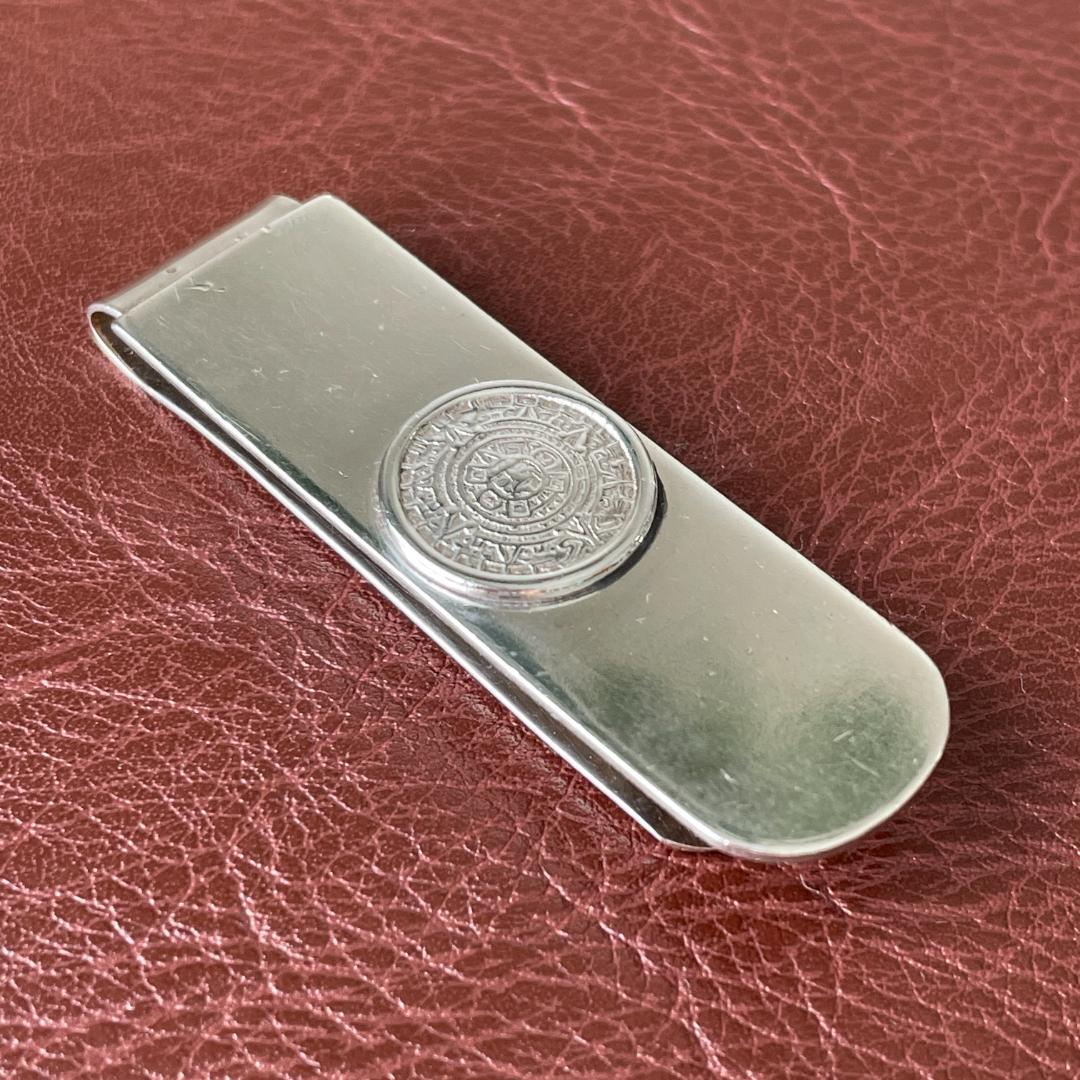 マネークリップ ビンテージ シルバー925メキシコ刻印 マヤカレンダー