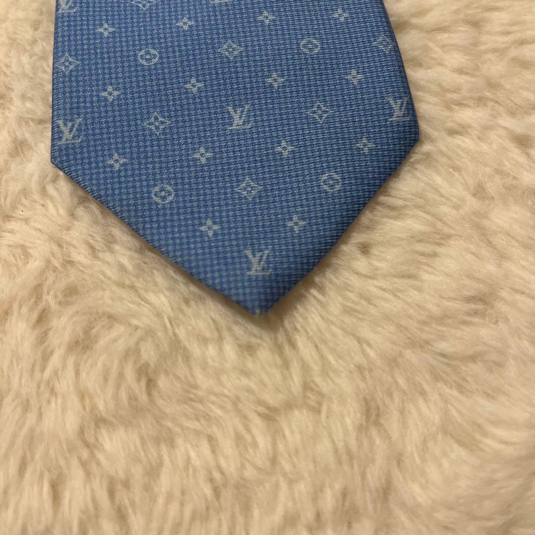 現行品！ ルイヴィトン ネクタイ モノグラム ブルー