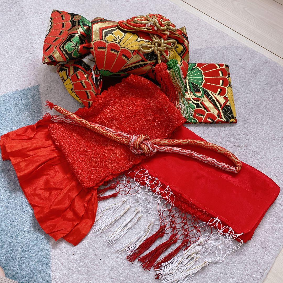 七五三 5歳 6歳 小さめ7歳 アンティーク 着物 作り帯 小物 セット