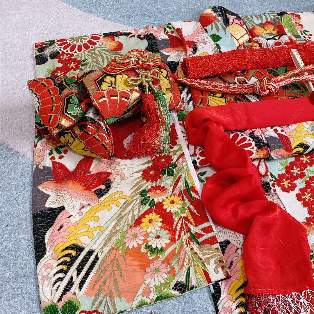 七五三 5歳 6歳 小さめ7歳 アンティーク 着物 作り帯 小物 セット