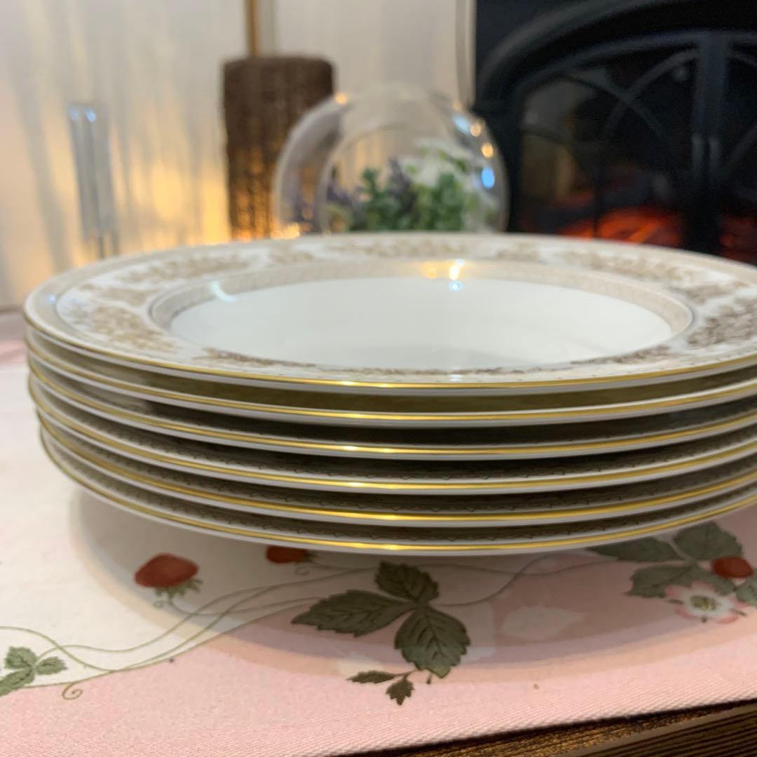 希少　ウェッジウッド ゴールド　コロンビア　23cmパスタプレート　深皿6枚