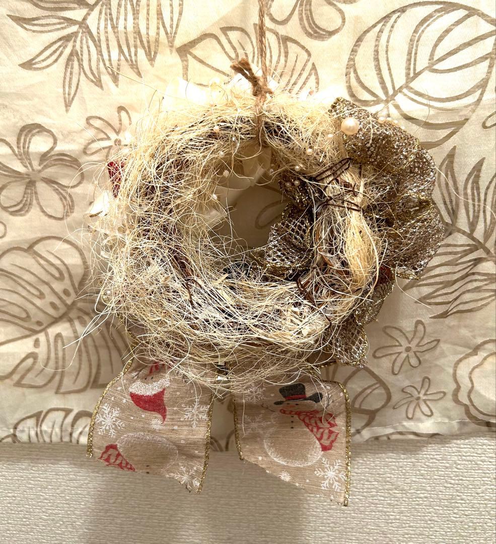 «822»◤完売◢早割りクリスマスリース*ゴールドリボン*華やかな可愛いリース