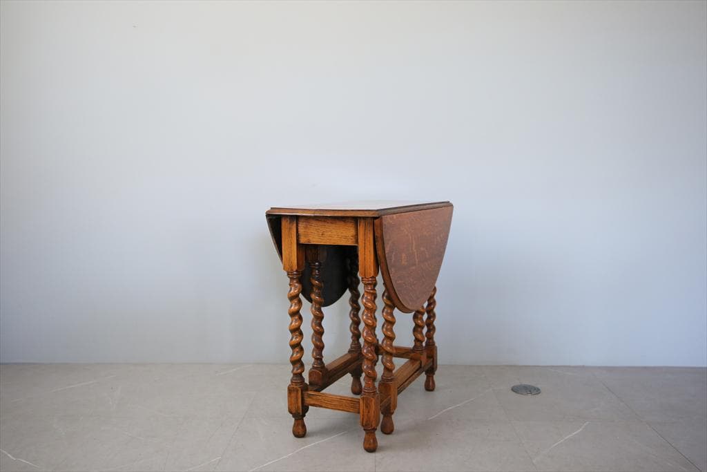 英国アンティーク木製ゲートレッグテーブル/ダイニング机バタフライ(89-263)