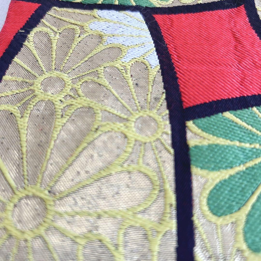 七五三美品フルセット７歳女の子新品未使用着物長襦袢丸帯草履バッグ小物化繊赤地菊梅