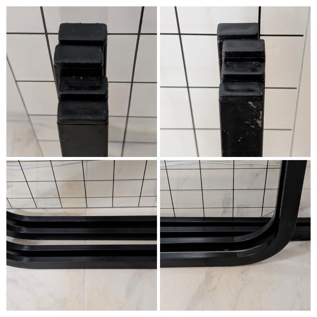 グリッド柄 リビング ガラス テーブル 黒 80s ビンテージ ポップ