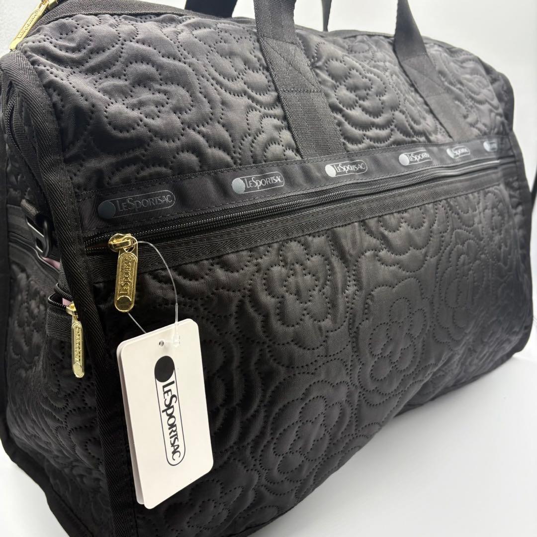 キムレスポートサック　パフィーブロッサムズ　ブラック　ポーチ付き 2way