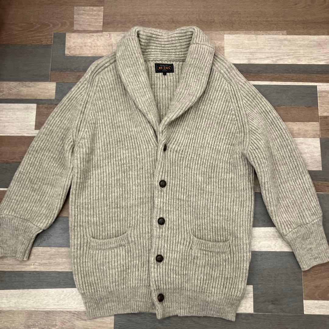 【BEAMS PLUS】美品　ショールカラー ニットカーディガン　L 厚手