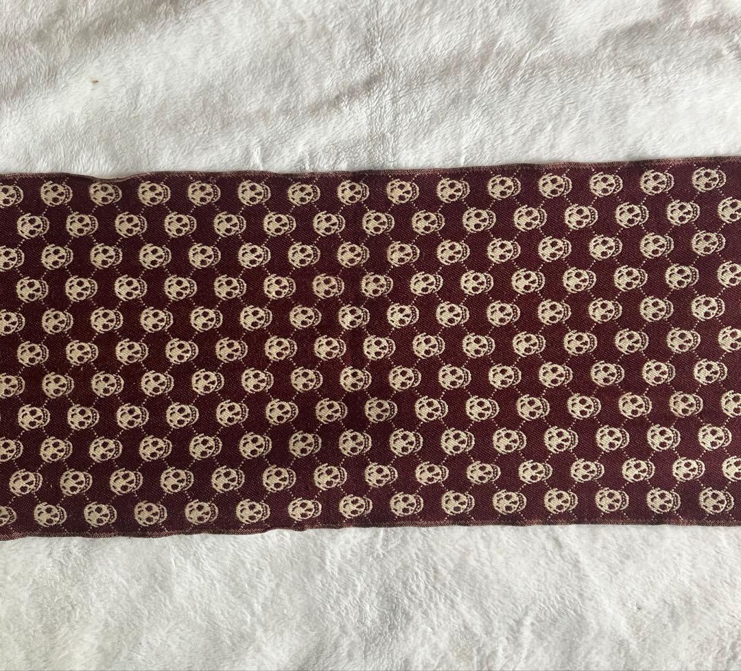 アレキサンダーマックイーン ウール スカルジャガード フリンジマフラー ブラウン