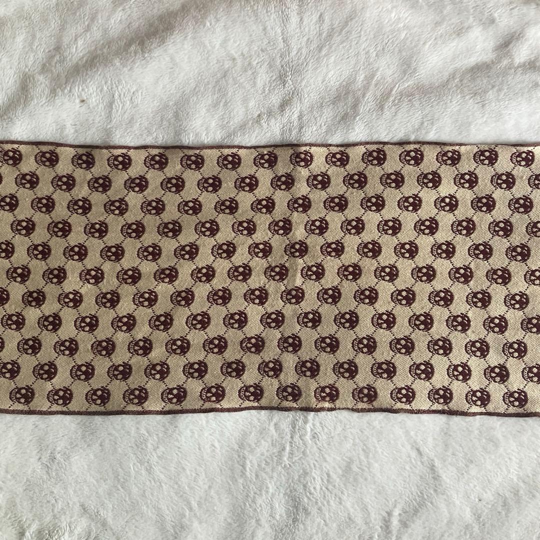 アレキサンダーマックイーン ウール スカルジャガード フリンジマフラー ブラウン