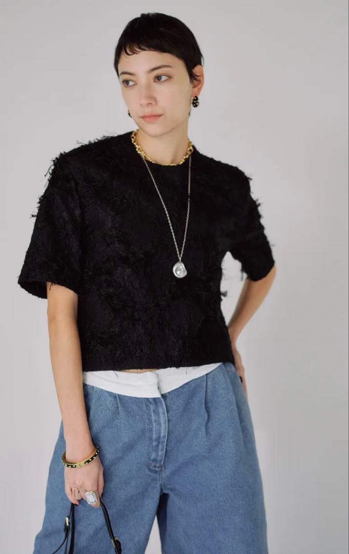 CHIEKO+ ジャガードプルオーバー BLACK 36