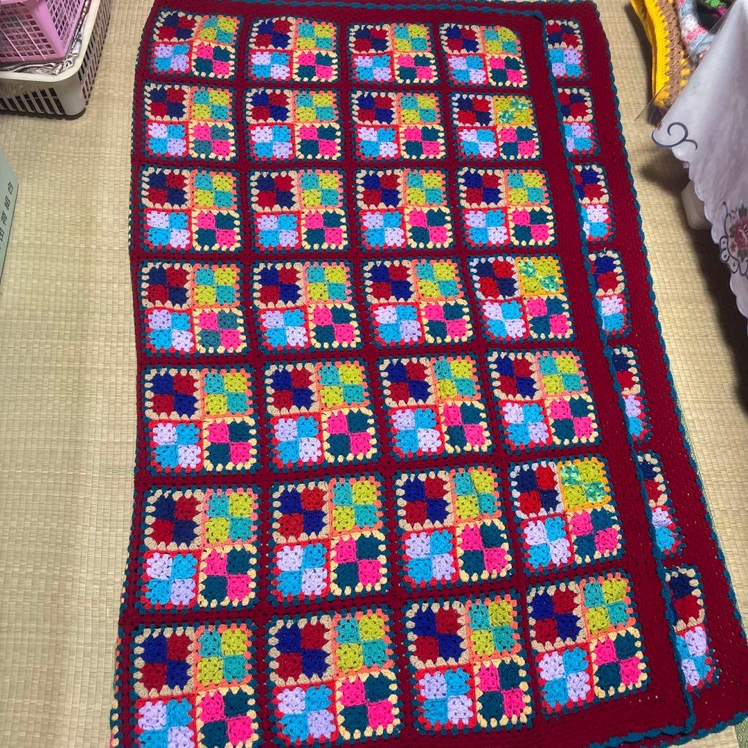 圧縮発送カラフル グラニースクエア マルチカバーハンドメイド