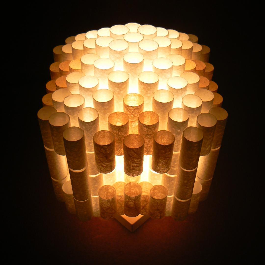 和紙の手作りランプシェード　美濃和紙使用　[ 楽 ] 9-1　癒しの一点物作品