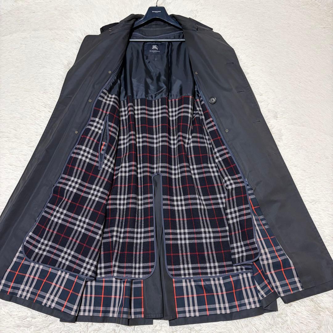 美品　バーバリーロンドン　トレンチ　羊毛　カシミヤ混　ベルト　チェック