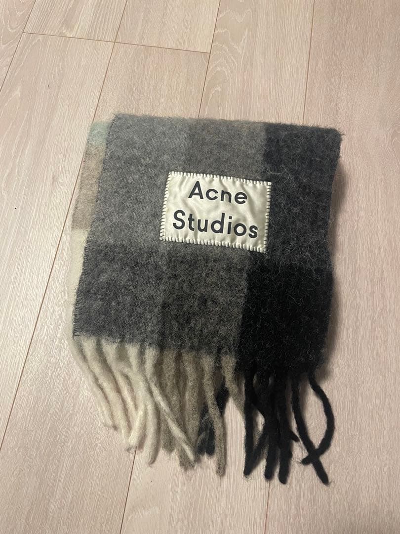 Acne Studios チェック柄マフラー グリーン系
