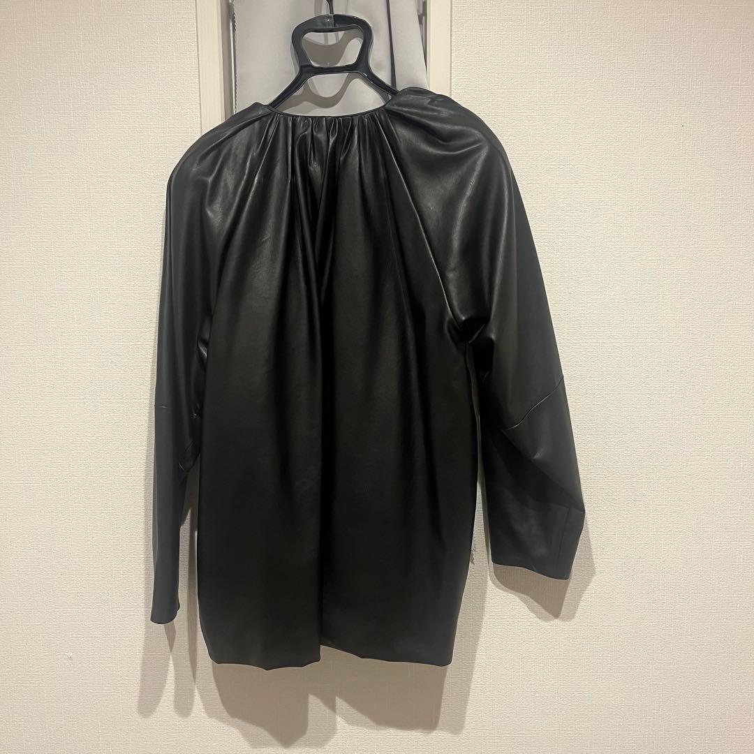 [美品]CLANEクラネ　EGG エッグFAKE LEATHER JACKET