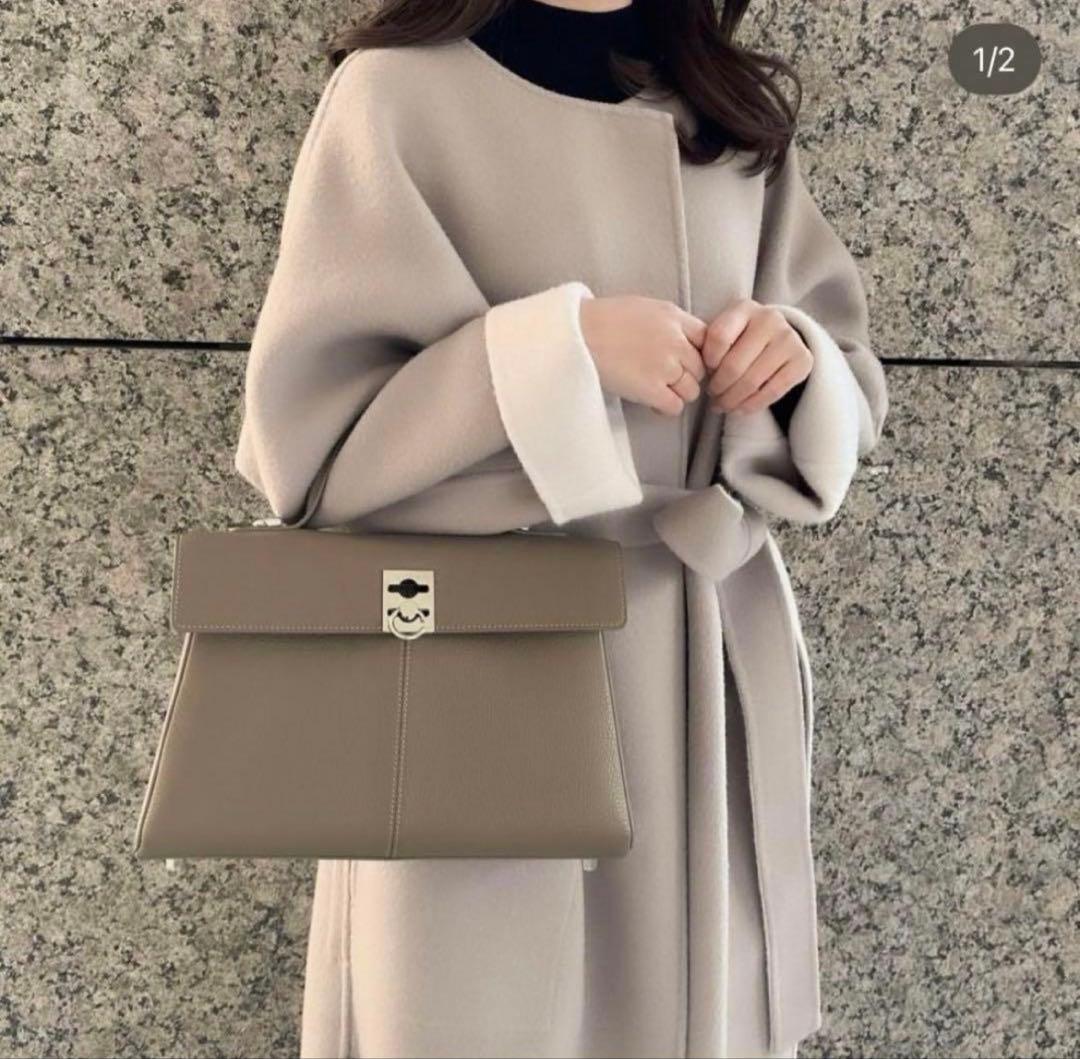 フレイ アイディー　ウールカシミアバイカラーリバーコート