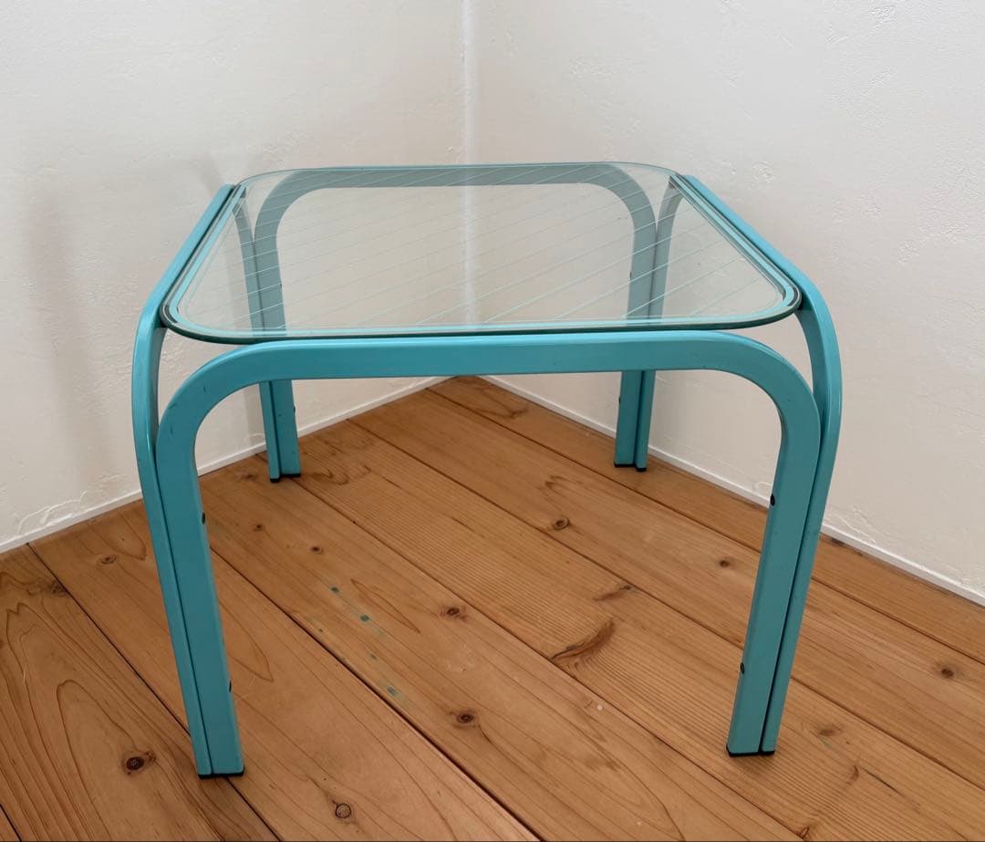 レトロポップ ヴィンテージ　ガラステーブル　グリッド 昭和レトロ