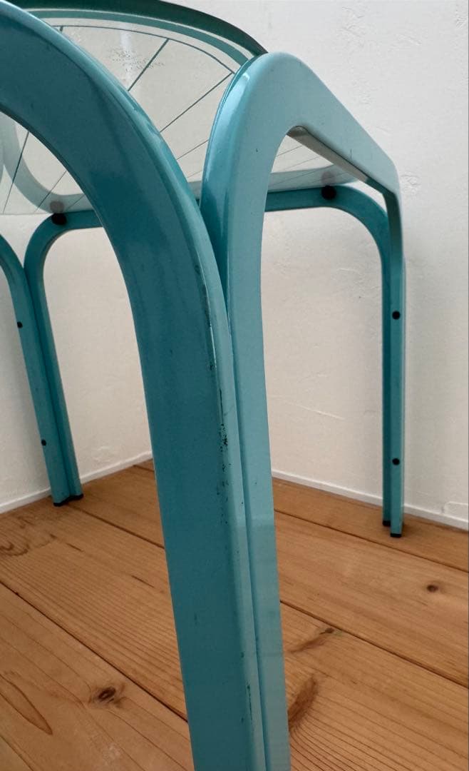 レトロポップ ヴィンテージ　ガラステーブル　グリッド 昭和レトロ