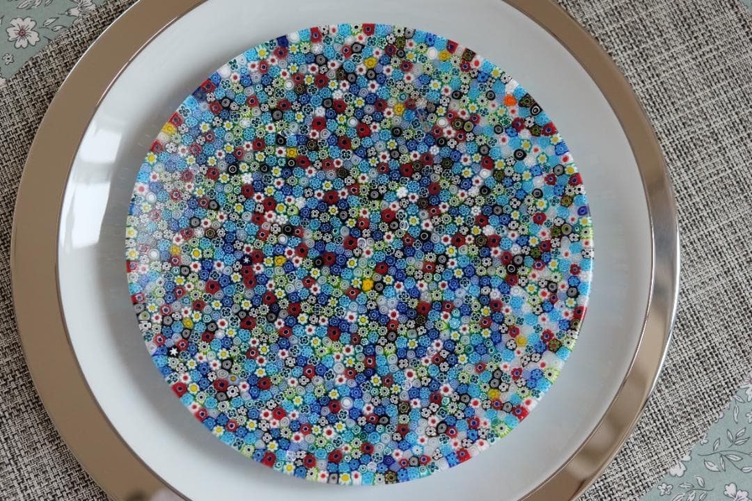 ベネチアンガラス ヴェネチアンガラス ミルフィオリ プレート グラス 江波冨士子