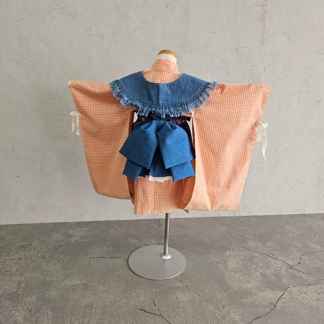 七五三　3歳　セパレート着物　デニムえり付き