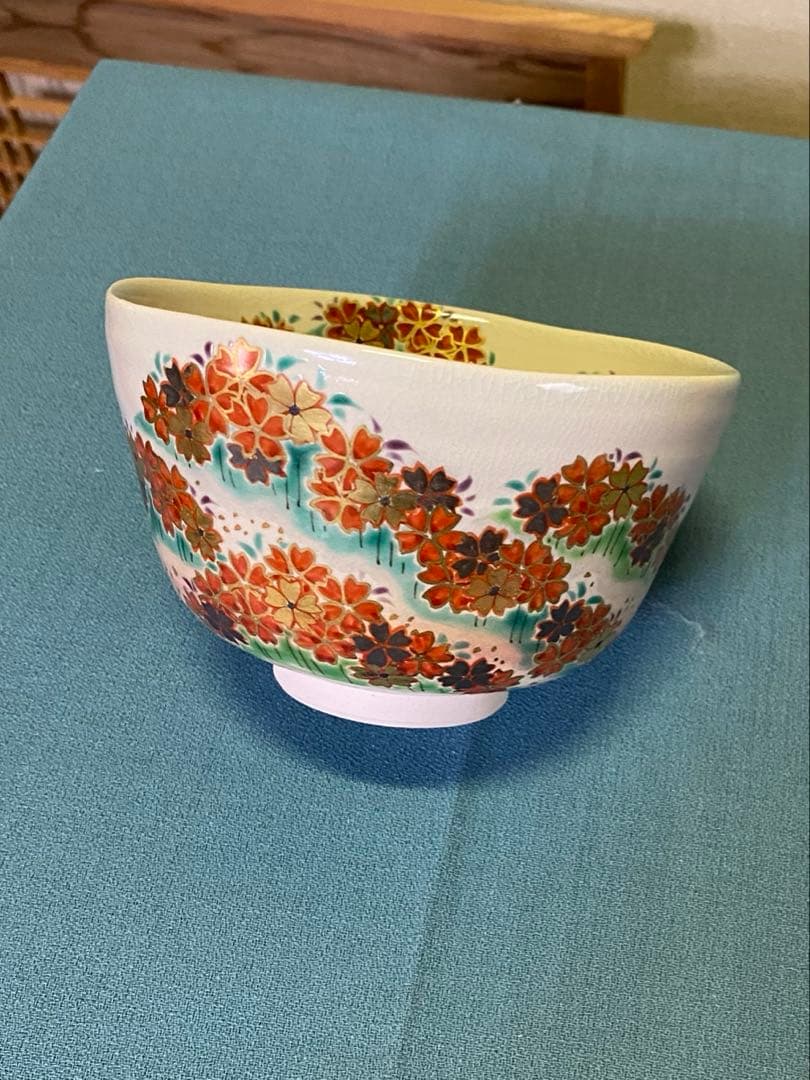 【本日限定】茶道具/茶碗 中村能久 『色絵 吉野山之図』京焼 東福窯　共箱