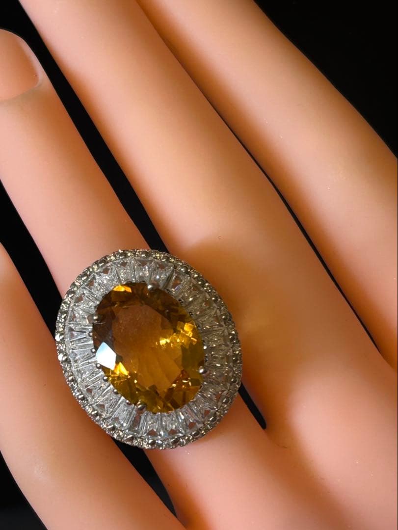 c*e様 天然石シトリン10.00ctサイズ限定9号リング