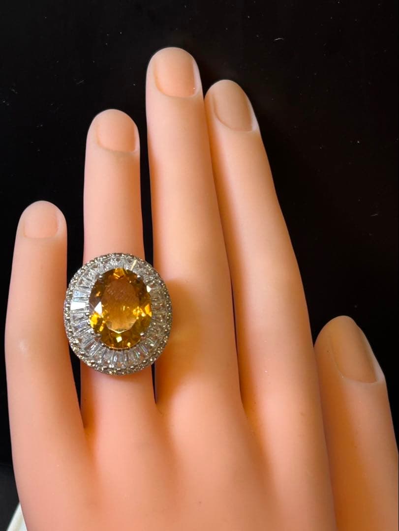 c*e様 天然石シトリン10.00ctサイズ限定9号リング