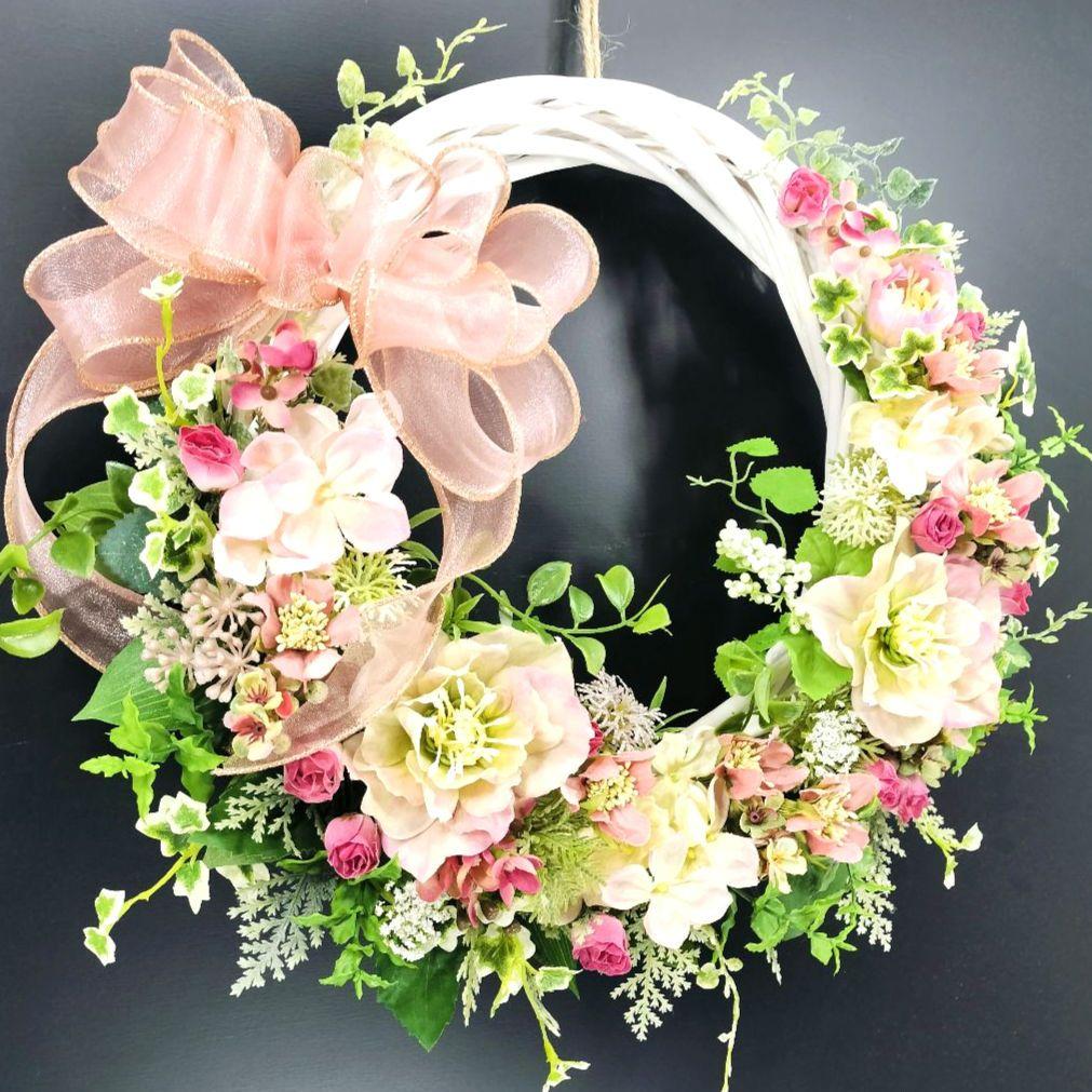 商品名【春陽】ゆきこ♥クリスマスローズのフラワーリース 春リース