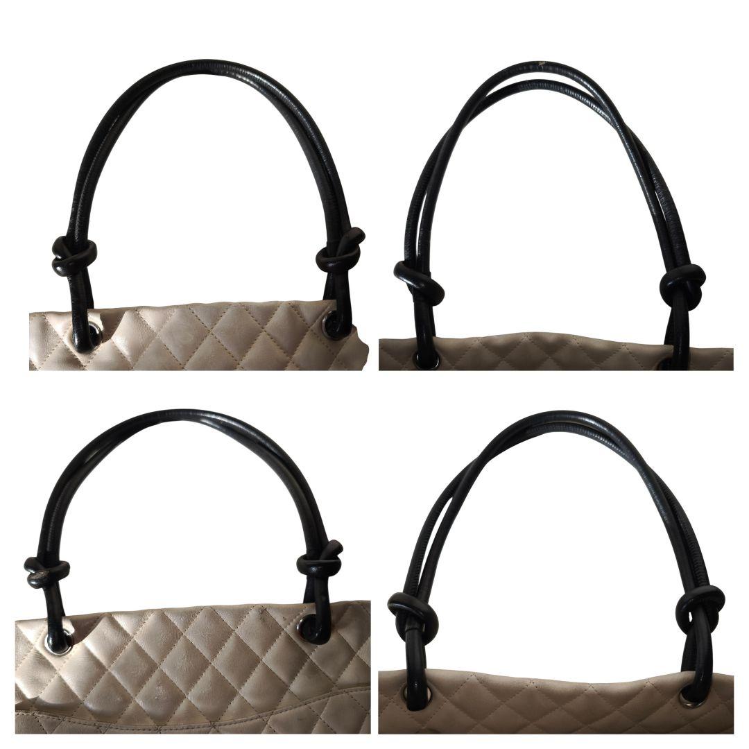 CHANELシャネル カンボンライン ラージトート ホワイト×ブラック