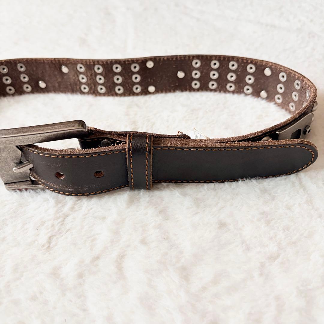 5839 【希少】 ディーゼル DIESEL スタッズベルト ブラウン Y2K