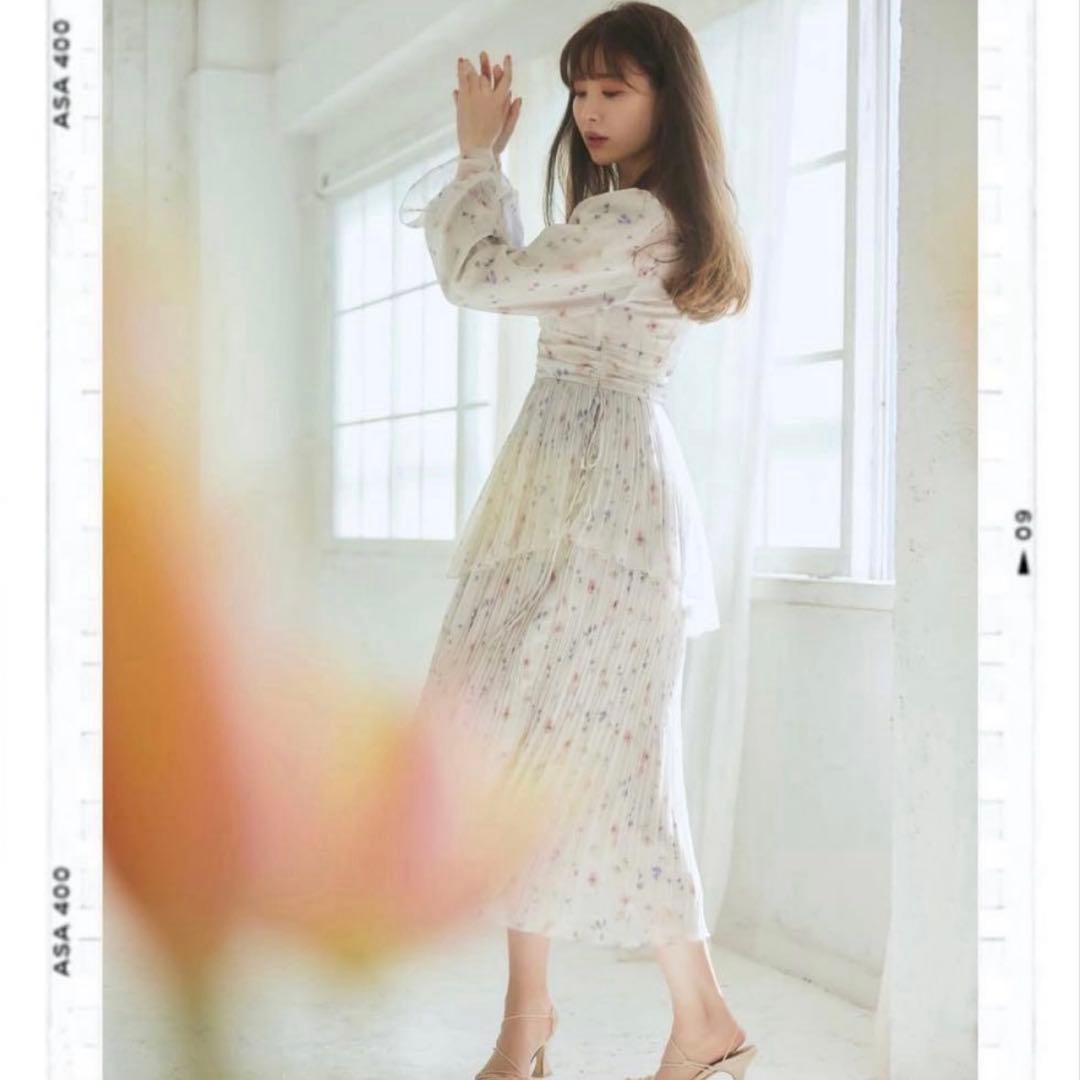 ワンピース Herlipto In Bloom Pleated Chiffon Dress
