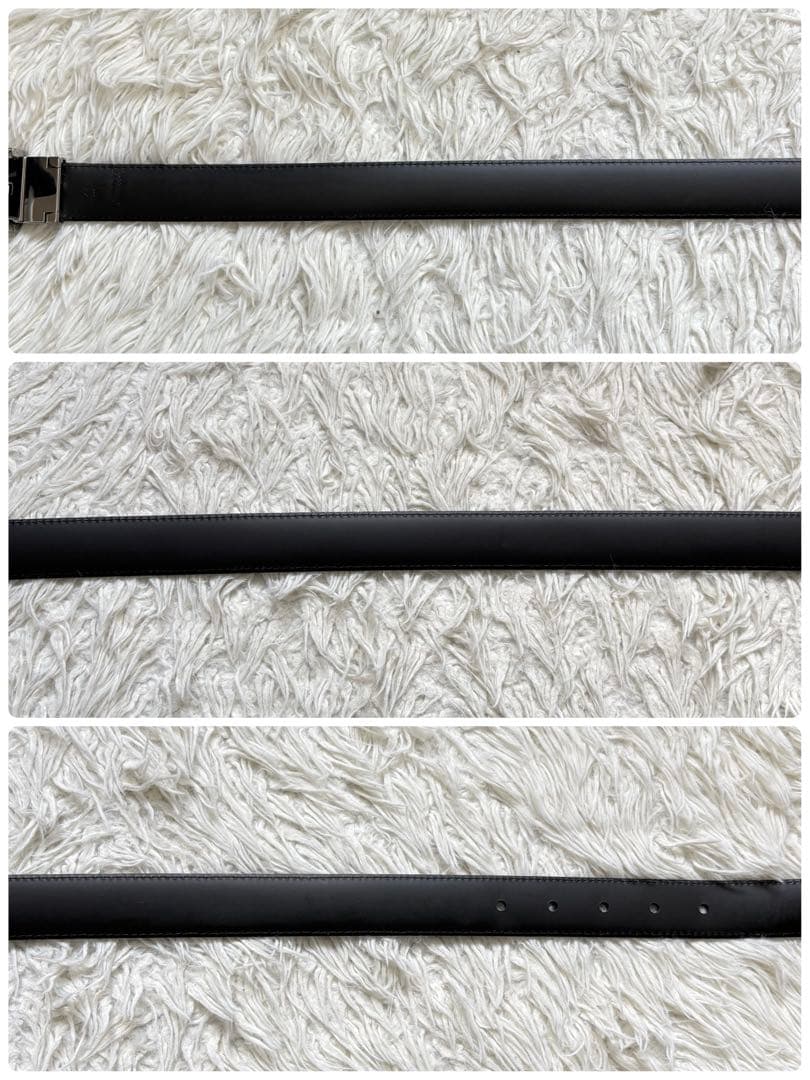 未使用　バーバリー メンズ シャドーチェック 回転式　レザーベルト　リバーシブル