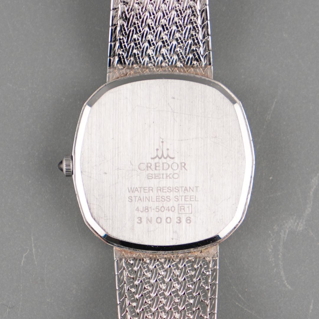 稼働 SEIKO CREDOR スクエア シルバー 腕時計 新品電池 クォーツ