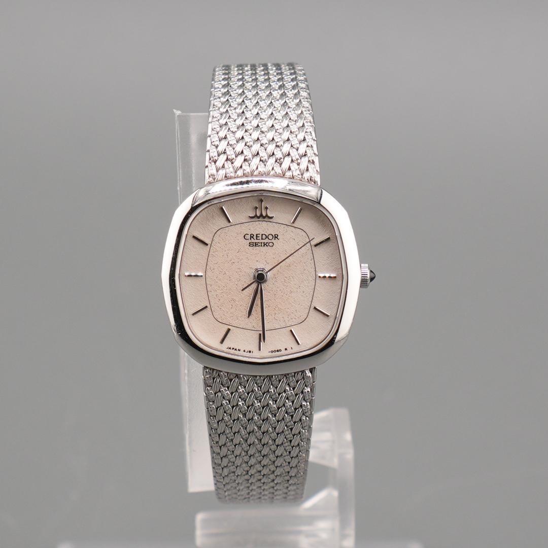 稼働 SEIKO CREDOR スクエア シルバー 腕時計 新品電池 クォーツ
