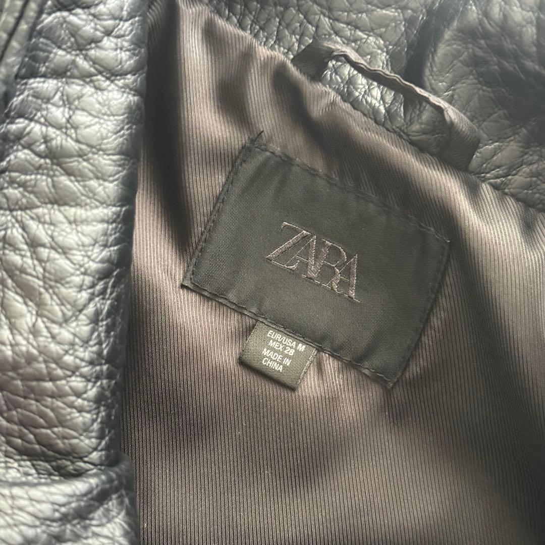 【ほぼ新品】ZARA レザー　ジャケット　大人気　ブラック　YSL M バズり